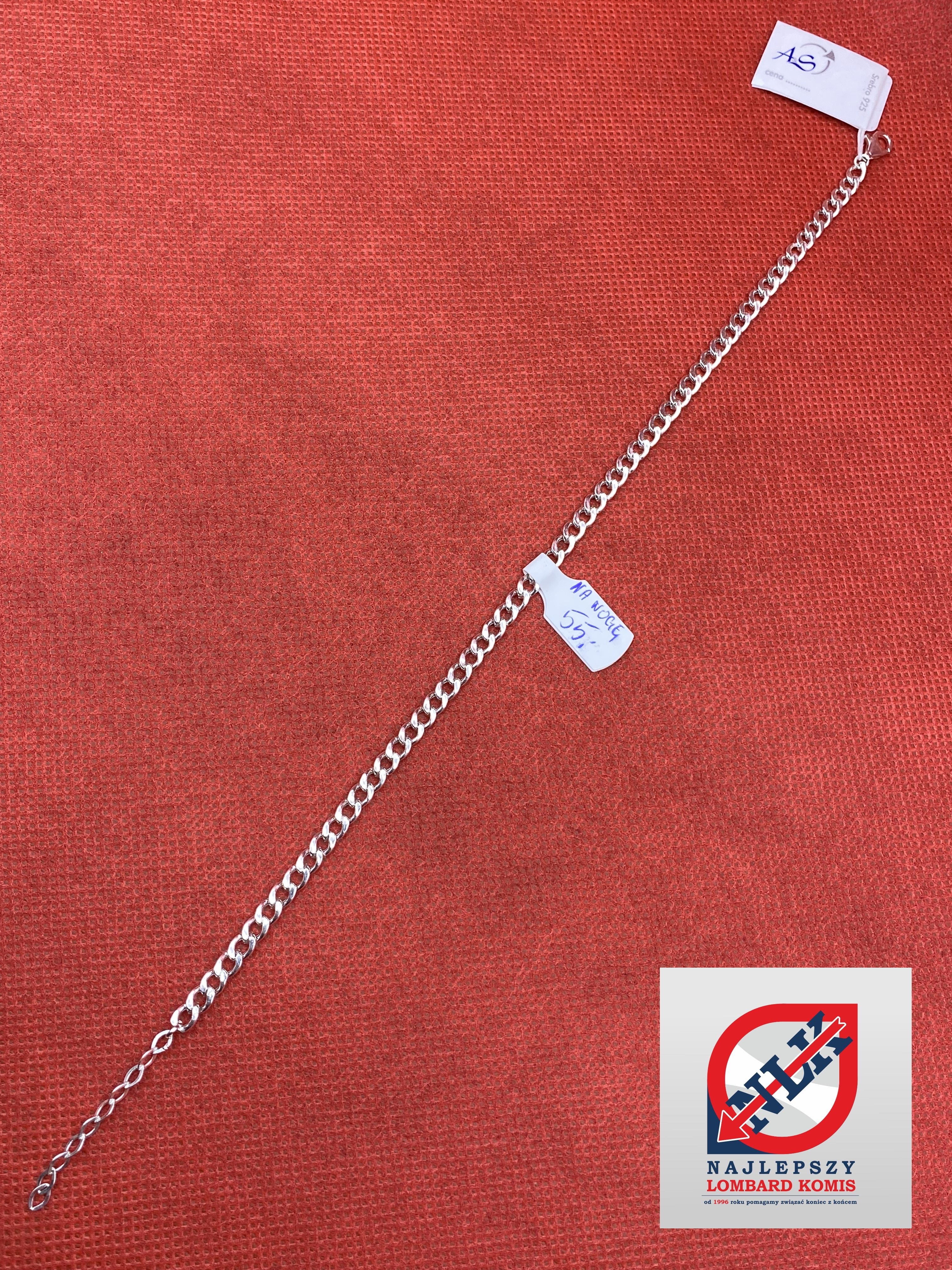 Piękna Srebrna Bransoletka na Nogę próby 925 G20248